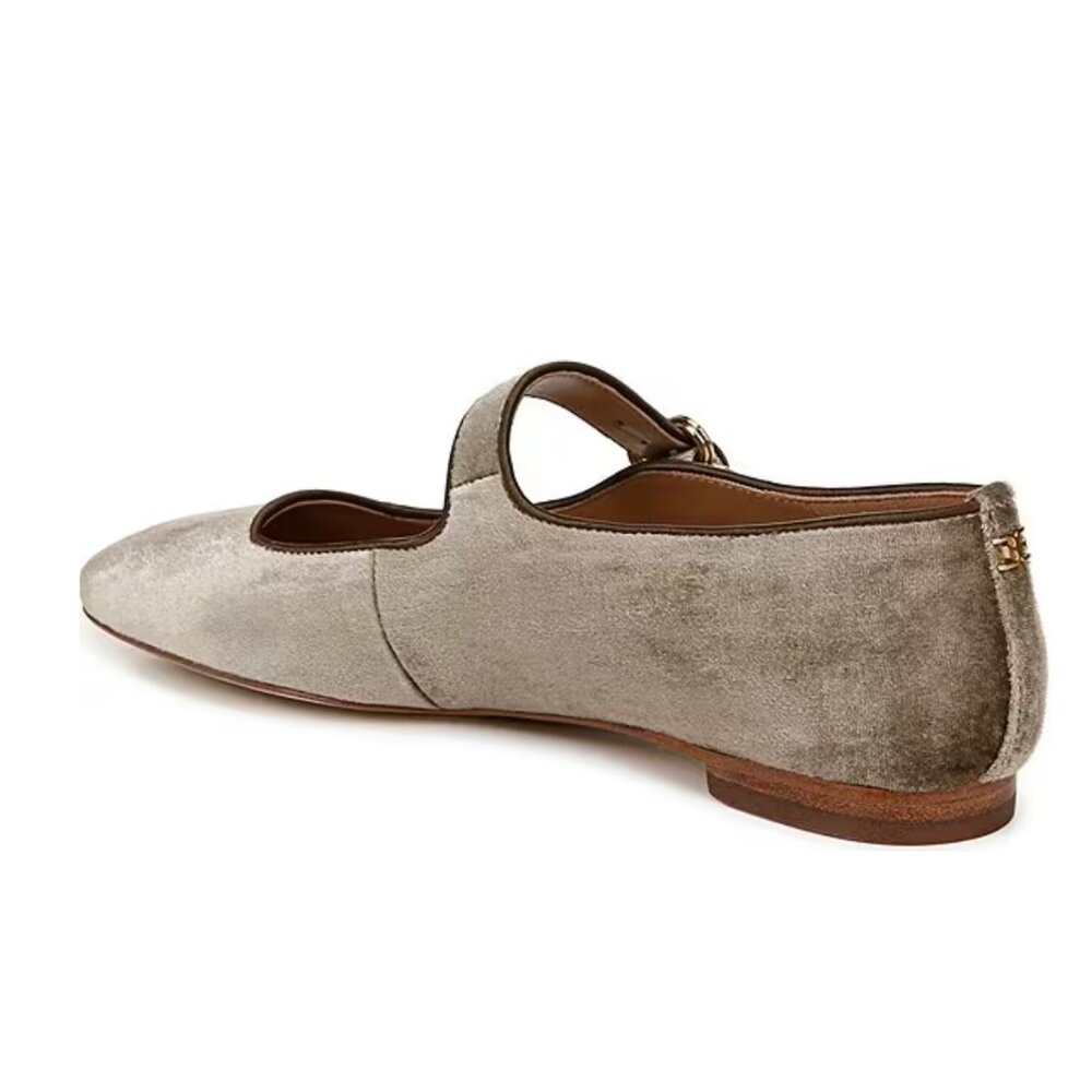Michaela Velvet Mary Jane Flats Dark Silver Sage - Picture 4 of 10
